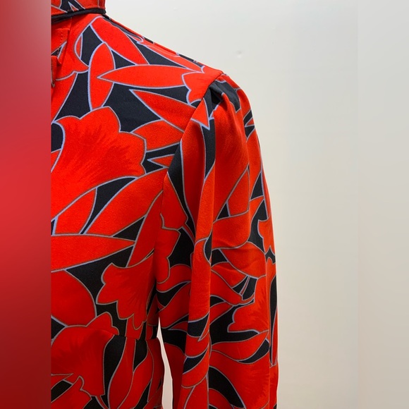 Ann Taylor Floral Ruffle Shirtdress in Night Sky Sz Small - Picture 6 of 11